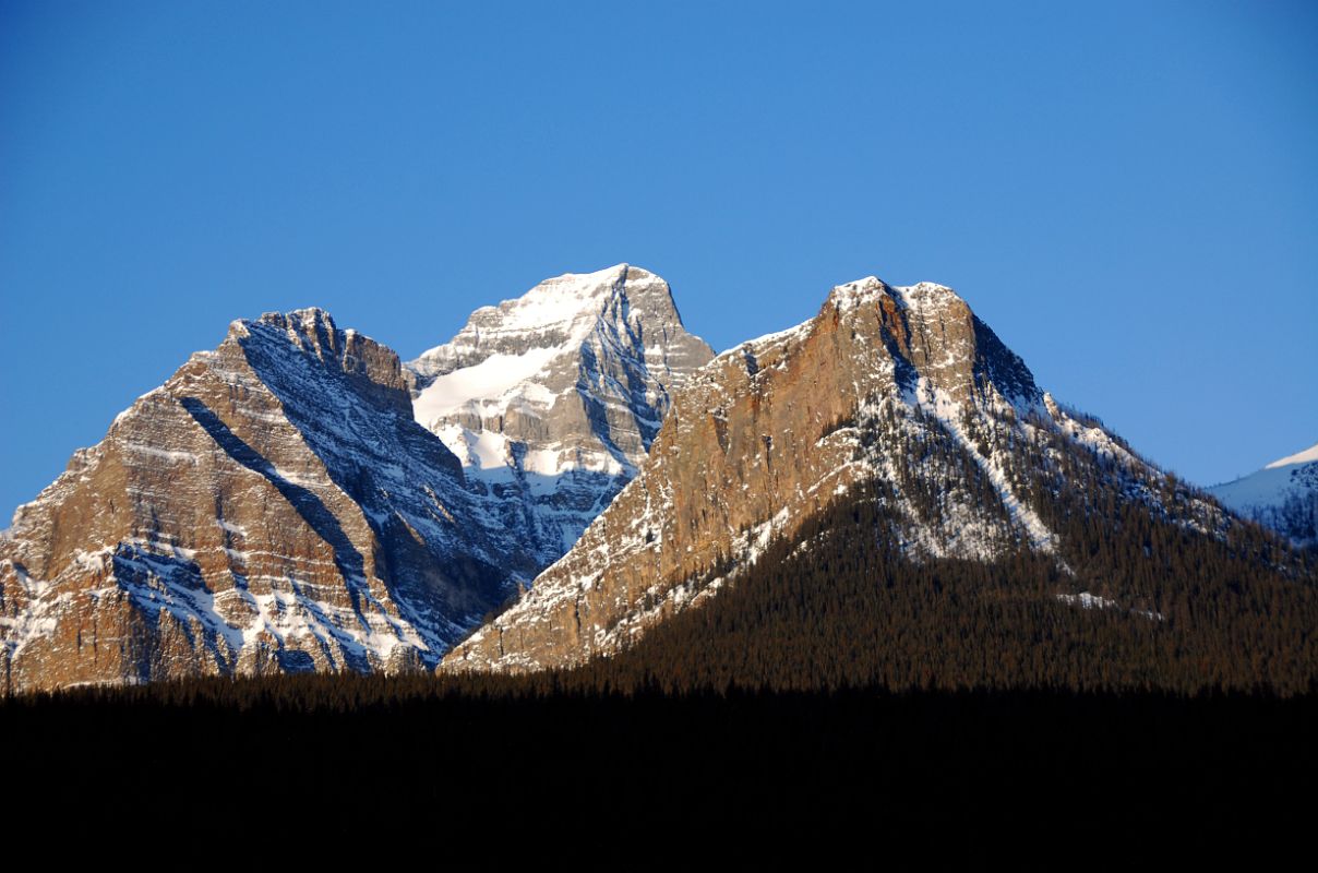 17C Sheol Mountain and Haddo Peak Early Morning From Trans Canada Highway Just Before Lake Louise on Drive From Banff in Winter